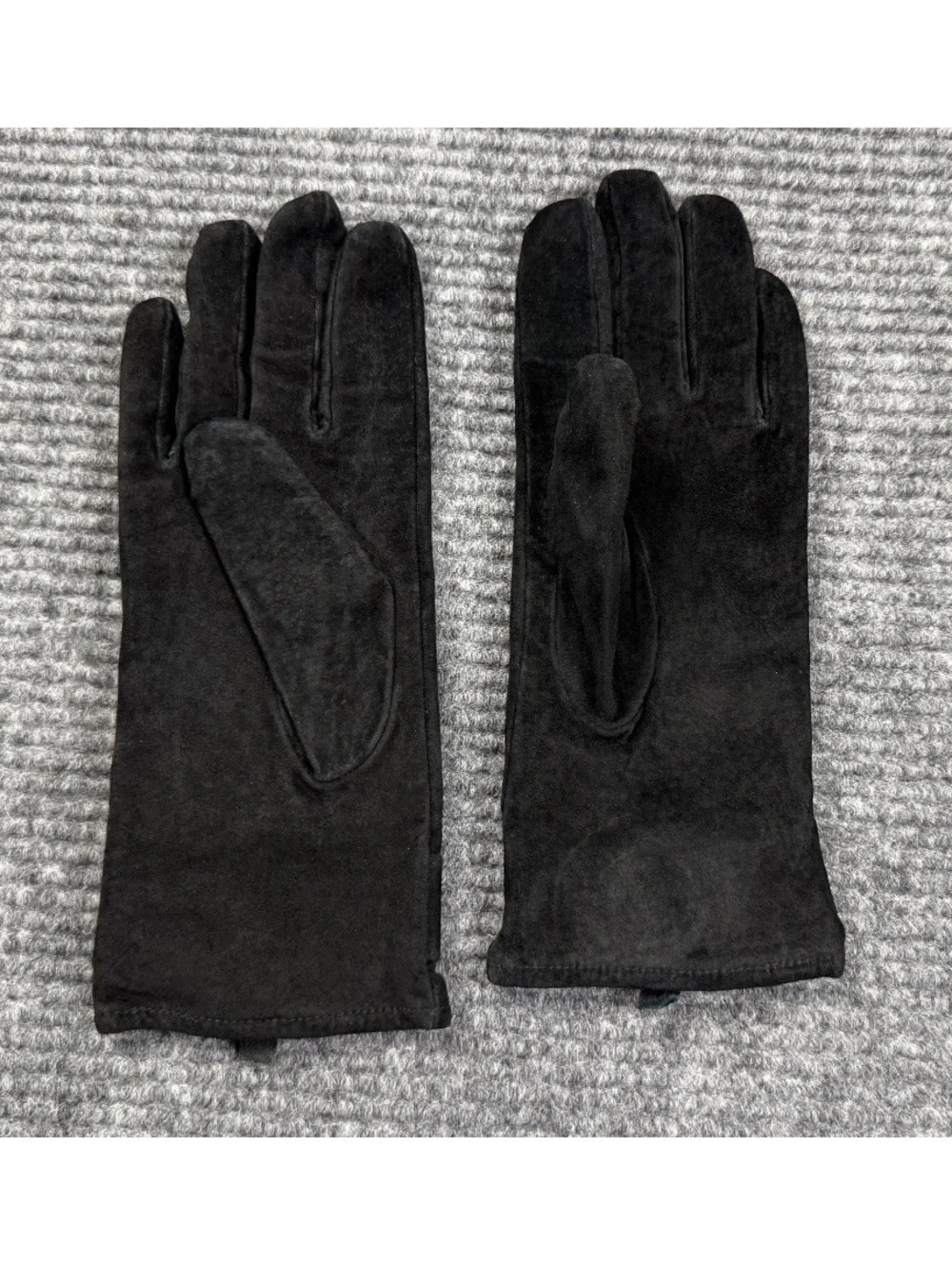 Vintage Black Genuine Leather Gloves Women’s Size M Acrylic Lined Dress Gloves